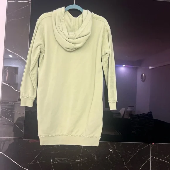 Moschino Light Green Hoodie Dress with Bear Motif Moschino Light Green Hoodie Dress with Bear Motif